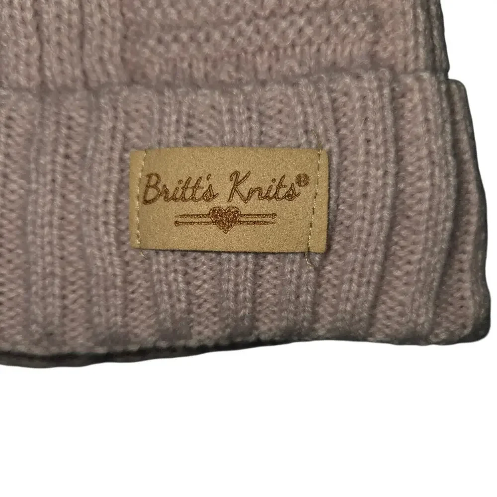Britts Knits Sherpa Lined Pom Winter Hat Dusty Rose